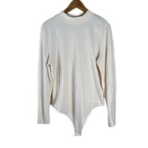 Knix Papaya Mock Neck Bodysuit in ivory size 3X soft ribbed cotton blend
